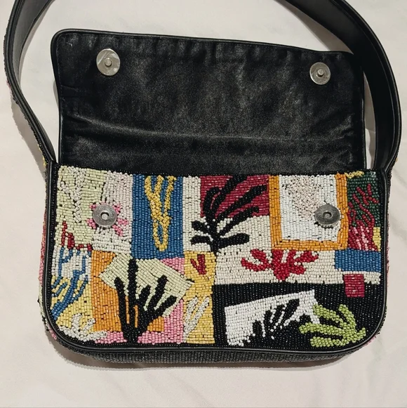 STAUD Tommy Beaded Bag in Coral Patchwork - Picture 9 of 13